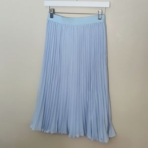 Baby Blue Pleated Midi Skirt